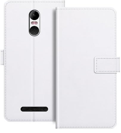 MILEGOO Brondi Amico Smartphone 4G Custodia, Premium Magnetica PU Pelle Cover con Porta Carte e Cavalletto, Moda Flip Case per Brondi Amico Smartphone 4G 5 Pollici Bianco