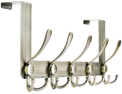 Honsky Türgarderobe -Metall, Türhakenleiste zum Einhängen mit 15 Hanken, Türhaken innenseite, Kleiderhaken Tür, Solide Türhaken zum Einhängen,Antikbronze (Türfalzstärken4,5/4/3,5cm)