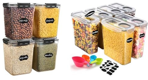 YASHE Large Food Storage Containers with Lids (5.3L, 4Pack), BPA-Free Airtight Plastic Food Containe & 6PCS Plastic Food Storage Containers (3.7L), Airtight Food Containers with Lids, BPA