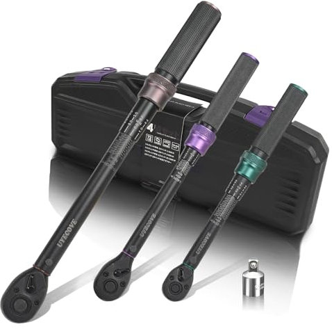 UYECOVE Clé Dynamométrique 1/4 1-25NM, 3/8 5-60NM, 1/2 20-220 Nm, Haute Précision ±3%, 72 Dents, Pour Moto, Vélo, Voiture, Camion, Les Outils D'Entretien