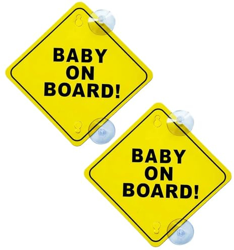 BOBOZHONG Pegatina Baby on Board Coche,2 Piezas Señal Autoadhesiva para el Coche con Ventosas Dobles,Pegatina Impermeable y Duradera para el Coche,para La Ventanilla del Coche,Reutilizable (12 cm)