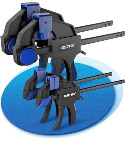 KISTEK® Einhandzwingen Set [4 Stück] - Schnellspannzwinge mit 20-75kg Spannkraft - Carbonstahl Einhandzwinge zum Spannen (85-345mm) & Klemmen (<150mm) - Zwingen Klemmen & Spanner - Schraubzwingen