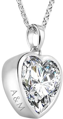 Herzkette Silber 925 Damen Halskette Kette mit Herz-Anhänger Ich liebe Dich Silberkette mit Zirkonia-Herz Schmuck Geschenke für Frauen Sie Freundin personalisiert zum Geburtstag Liebesgeschenk