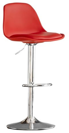 Moderner verstellbarer Barhocker aus PU-Leder mit Rückenlehne für Küchentheke, Rot, 1 Stück