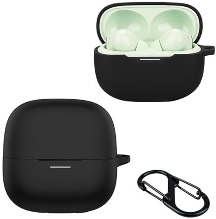 KZIOACSH Silicone Case for Redmi Buds 6 Pro, Ultra Slim Anti-Scratch Anti-Lost Protective Earbuds Case Lightweight Washable Sumdge-Proof Earphone Skin Cover with Carabiner for Redmi Buds 6 Pro, Black