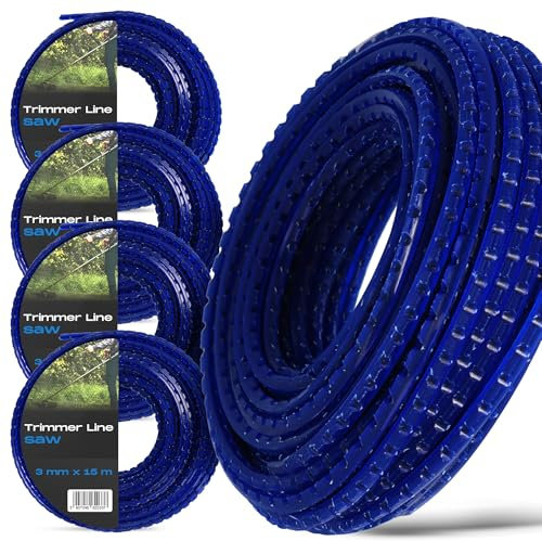 Instalguru 4X Hilo Cortabordes 3 mm 15 m Nylon Dentado Desbrozadora Carrete Trimmer Línea Césped Bordes Maleza Resistente Silencioso Alto Rendimiento