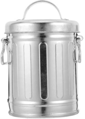 Cabilock Vintage Galvanized Metal Bucket Ashtray with Lid - Compact Desktop Trash can for Home Office Kitchen Windproof Smell-Proof Iron Ashtray Small Portable Cigarette Butt Dustbin