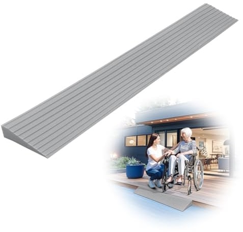 Türschwellenrampe, 100x8x2.5 cm Schwellenrampe, Türschwellenrampe Saugroboter, rutschfeste Oberfläche, für Saugroboter Rollator oder e Scooter. Kinderwagen Rampe Saugroboter