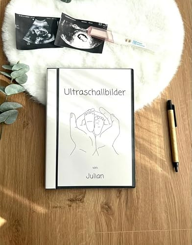 Ultraschallbilder aufbewahren Fotoalbum Mappe Album für Ultraschallbilder personalisierbar Einsteckalbum stabile Aufbewahrung Füßchen (ohne Einlegeblätter)