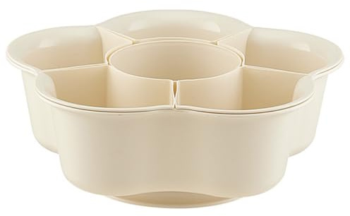 Angoily Rotatable Hot Pot Tray with 6-Compartment Design Drain Basket Reusable Vegetable Serving Platter for Kitchen Supplies and Food Organisation