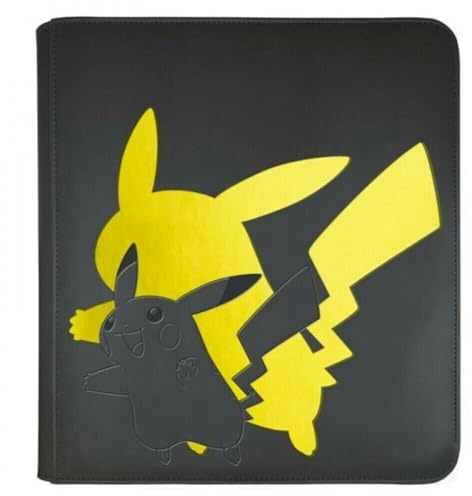 BB-Toy-Trades ZIP Reißverschluss Sammelalbum Binder Album 12-Pocket Karten-Album für 480 Sammelkarten Portfolio - Black Schwarz Pikachu