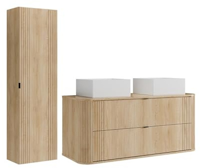 Vente-unique - Badmöbel-Set Filor -L 120cm x B 46cm x H 57cm- MDF - naturfarben hell