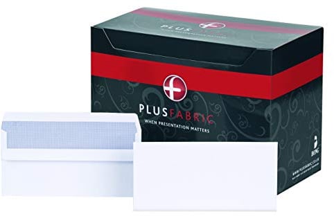 Plus Fabric DL Prestige White 120gsm Self Seal Wallet Box of 500 Envelopes