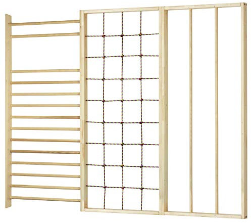 Sprossenwand Set: Sprossenwand + Klettergerüst + Kletterstangen, Kinder, Schule