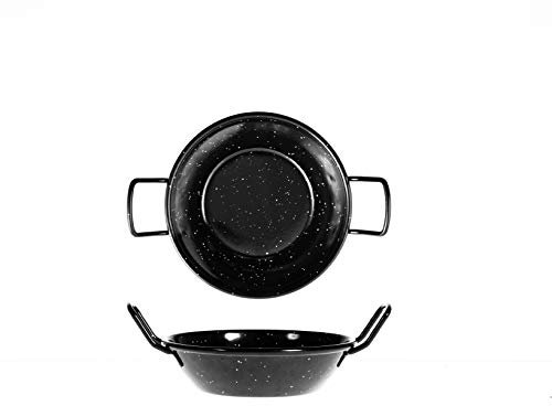 Genware E0614 Enamel Balti Dish, Black, 140mm Diameter, 42mm Height