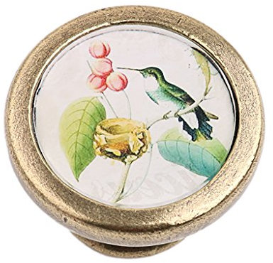 Sharplace Poignée de porte Bouton rond Vintage Rétro pour tiroir Armoire - Diamètre: 36mm, Hauteur: 25mm - Alliage de zinc, Laiton antique