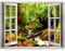 murando 3D WANDILLUSION Wandbild Wald Natur Fototapete Poster XXL Fensterblick Vlies Leinwand Panorama Bilder Dekoration Bäume Landschaft Bach grün 140x100 cm c-B-0207-c-a