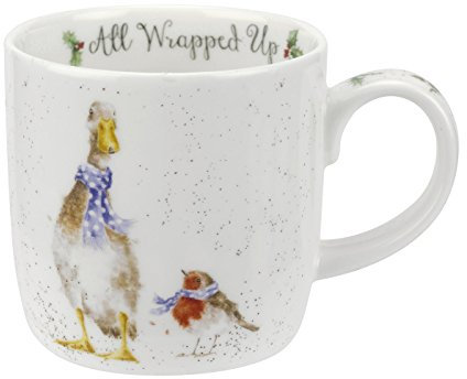 Portmeirion Home & Gifts Wrendale All Wrapped Up (Duck) Single Mug, Bone China, Multi Coloured, 1 Count (Pack of 1)