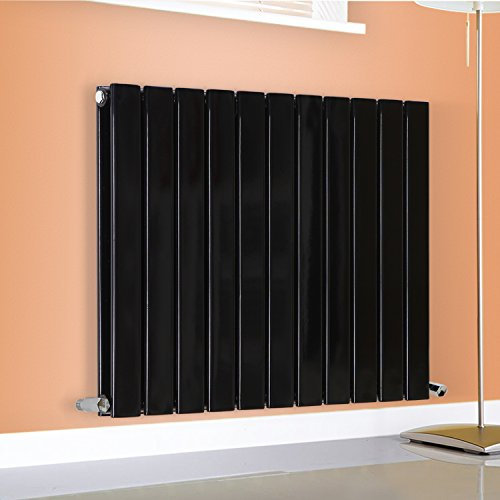 NRG 600x748mm Horizontal Flat Panel Designer Radiator Bathroom Heater Central Heating Rad Double Column Black