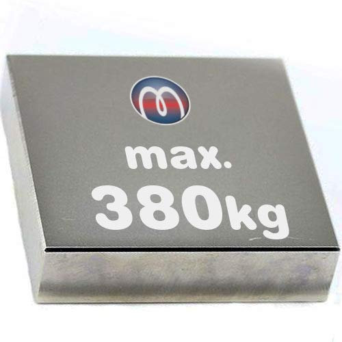 Quadermagnet/Magnetquader 80 x 80 x 10mm Neodym N52, Nickel - 380 kg - starker Powermagnet/Supermagnet/Permanentmagnet mit extremer Haftkraft, für Kühlschrank, Magnet Glasboards