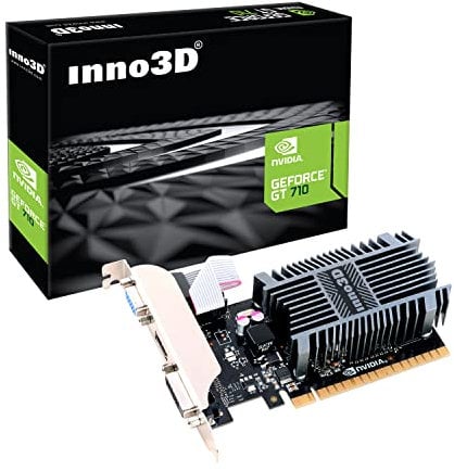 Inno 3D Nvidia GeForce GT 710 2 GB DDR3 LP Perfil bajo Tarjeta gráfica HDMI DVI VGA Ranura única