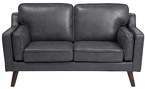 Beliani Trendy Sofa in Lederoptik in Grau Polstersofa 2-Sitzer Lokka