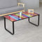 CLIPOP Moderner Couchtisch aus 6 mm Starkem Regenbogenfarben Gehärtetem Glas und Metallgestell,Vielseitiger Rechteckiger Wohnzimmertisch Beistelltisch,100 x 50 x 42 cm