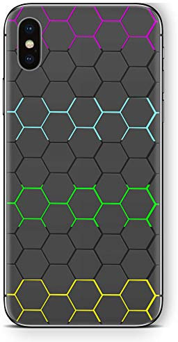 Skins4u Aufkleber Design Schutzfolie Skin Sticker kompatibel mit Apple iPhone X XS Exo Black Rainbow