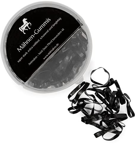 Gomas de siega de Animalon, de silicona, color negro, para peinados de caballo, trenzado suave con gomas resistentes a desgarros, accesorio ideal para caballos