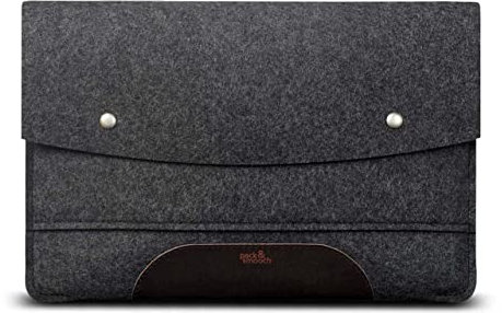 Pack & Smooch Hülle für MacBook Pro 16 (2021-2023) | 100% Wollfilz Und Pflanzlich Gegerbtes Leder | Handmade in Germany | Farbe in Anthrazit/Dunkelbraun