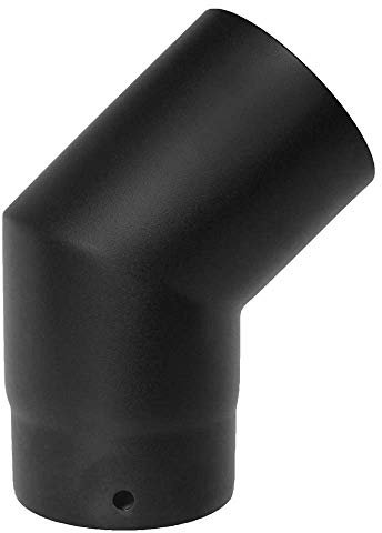 Black Stove Pipe - 125mm (5inch) Vitreous Enamel 45 Degree Elbow Award Winner 12 Year Warranty