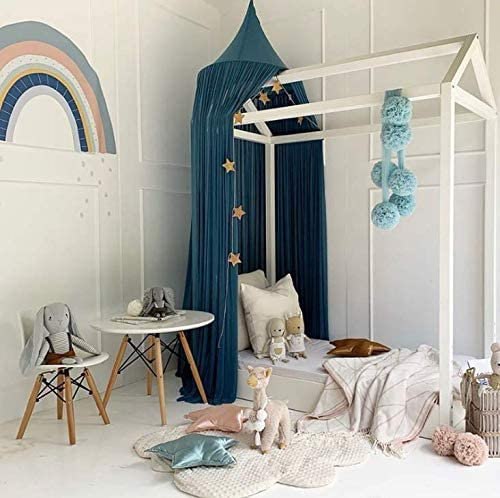 LILOVE Baby Baldachin Betthimmel Chiffon Hängende Rund Moskitonetz für Babys Bett, Spielzelte, Kinderzimmer Höhe 240 cm Saumlänge 260cm (Dunkelgrün)