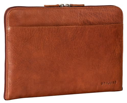 STILORD 'Troy' Laptoptasche 13.3 Zoll Leder für MacBook MacBooktasche Vintage Sleeve ideal als Laptop Hülle 13 Zoll Notebook Tasche Schutzhülle Dokumentenmappe, Farbe:maraska - braun