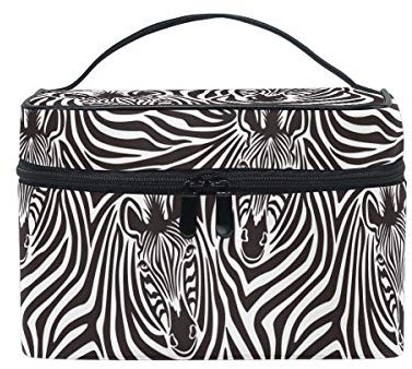 HaJie Trousse de toilette grande capacité avec motif zèbre pour femme et fille