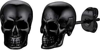 U7 Ohrring Schwarz Damen Creolen Schwarz Ohrstecker für Herren Schwarz Ohrring Vintag Totenkopf Schädel Ohrstecker Männer Punk Skull Stud Ohrstecker Edelstahl Herren Totenschädel Ohrring Modeschmuck