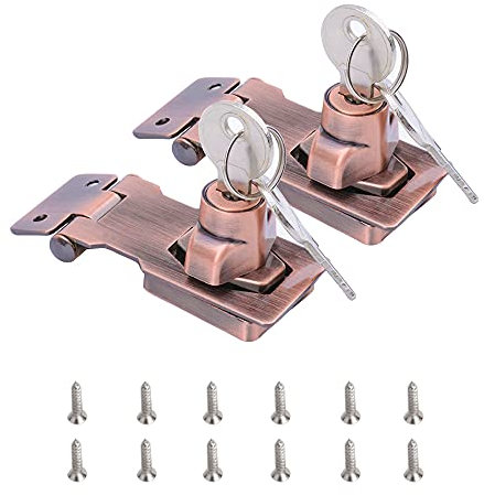 Csirnto 2 Pezzo Chiavistello con Lucchetto Chiavistello per Porta in Legno Armadio Metallo Door Latch Lock Hasp Serratura Serratura Della Porta Vintage Lucchetto Armadio Hasp di Blocco Fibbia