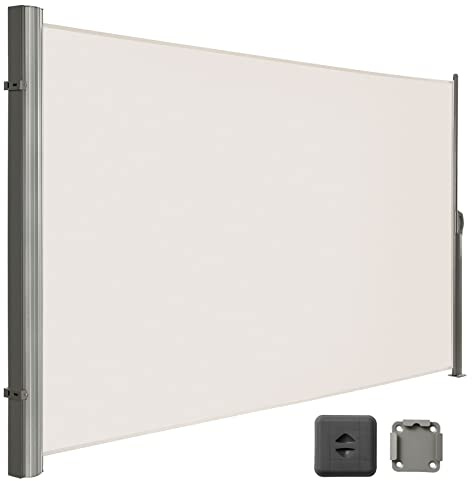 LARMNEE Tenda Laterale 200 x 400 cm (A x L), Tenda Avvolgibile per Balcone e Terrazzo, Protezione Privacy, Frangivista, Parasole, Separatore, Beige EBE204BP02