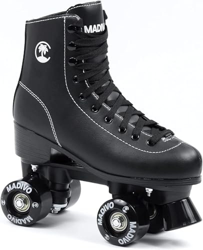 MADIVO Classic Damen Klassische Retro Rollschuhe | ABEC-7 Kugellager | Mädchen Roller Skates Inliner Inlineskates | Schwarz | Gr. 35, 36, 37, 38, 39, 40, 42