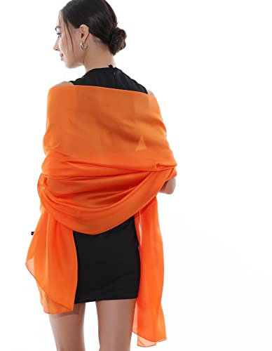 RIIQIICHY Stola Damen Festlich für Abendkleid Hochzeit Orange Schal Tücher Schultertuch Sommer