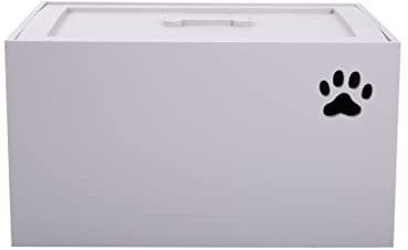 Dog Toys Chest Storage Collection Box With Lid Wooden Crates Gift Hampers (Grey, Large)