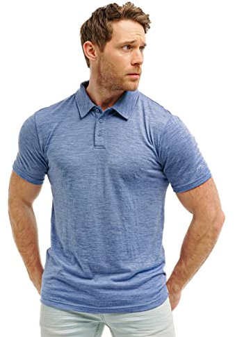 100% Merino Poloshirt Herren - Outdoor Atmungsaktiv Merino Shirt Herren Kurzarm (Large, Deep Blue Polo)