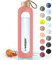 Wessper Bouteille d'eau en Verre 1L, Gourde Reutilisable, en Borosilicate, Avec Marqueur de Temps de Motivation, Couvercle en bambou, En silicone, pour Enfant et Adultes, Sport, Camping – Rose