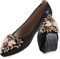 MACHSWON Womens Fold up Pumps Roll up Shoes Foldable Ballet Flats with Sparkly Rhinestone, Portable Ladies Slip On Loafers(Black-4, Size 5.5)