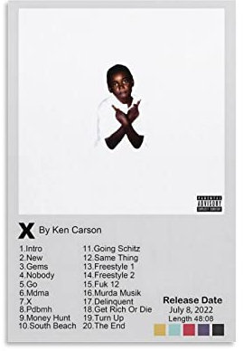 Ken Carson Poster X Album Cover Poster Musikposter Rapper Poster dekorative Gemälde Leinwand Wandkunst für Wohnzimmer Dekor Geburtstagsgeschenk ungerahmt 40 x 60 cm