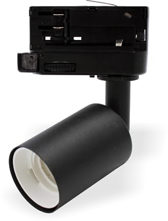 Licht-Zubehoer.de 3-Phasen Stromschienenstrahler E27 Fassung max. 60W | 142x70x41mm IP20 | Schwarz