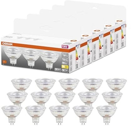 OSRAM LED STAR MR16 12 V, Niedervolt-LED-Reflektorlampen MR16 mit Retrofit-Stecksockel, 2700 Kelvin, 50 Watts Ersatz, 621 Lumen, GU5.3, LEAD FREE GLASS, 5-Pack, 2700k Warmweiß