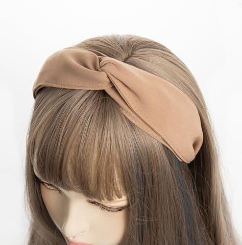 axy Haarreif mit raffinierten Knoten und zweilagig Stoff bezogen - Wunderschön Damen Stirnband Haarschmuck Haarreifen HRD5 (Beige)