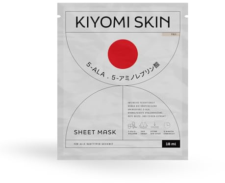 Feuchtigkeitsspendende Tuchmaske - 18ml mit 5-ALA, Hyaluron, Niacinamide und Reisferment-Filtrat Feuchtigkeitsmaske bei trockener Haut Glass Skin Maske - dermatest sehr gut Gesichtsmaske Glowboost