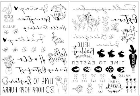 TKGEOUE 6 PCS Kerzentattoos Ostern,Kerzentattoos,Kerzenaufkleber sticker,Kerzensticker Kerzenfolie für Kerze Tasse DIY Geschenk, Kerzensticker Osterhase Sprüche Frohe Ostern Dekoration(Schwarz)