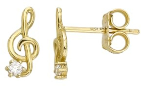 Ohrstecker Ohrringe Musik Note in Echt 585 Gold klassische, schlichte Ohrringe Ohrschmuck Musiknote Schmuck mit Zirkonia Steine Goldstecker in Gelbgold inkl. Schmucketui | JC Trauringe 8533